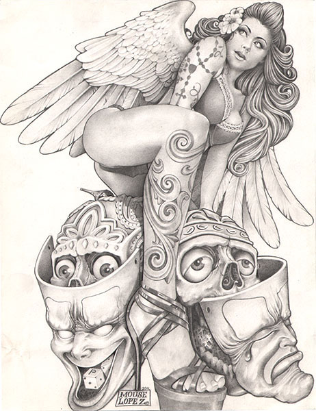 Sexy Angel Canvas Giclee Black Market Art Company Tattoo Art And Apparel 